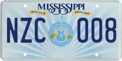 MS license plate NZC008