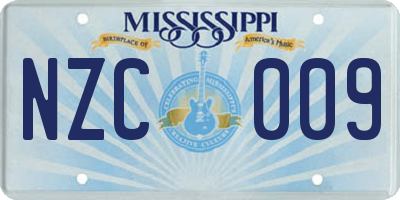 MS license plate NZC009