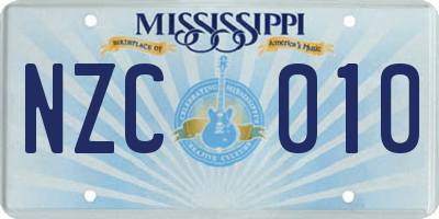 MS license plate NZC010