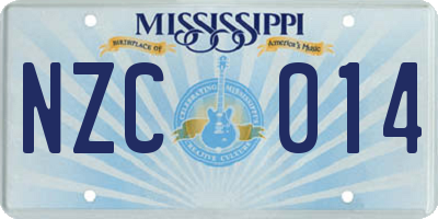 MS license plate NZC014