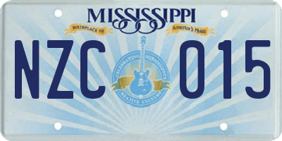 MS license plate NZC015