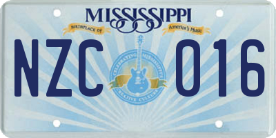 MS license plate NZC016