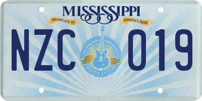 MS license plate NZC019