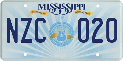MS license plate NZC020