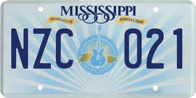 MS license plate NZC021
