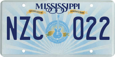 MS license plate NZC022