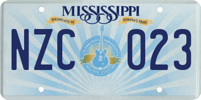 MS license plate NZC023