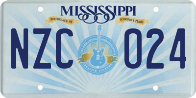MS license plate NZC024