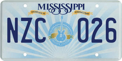 MS license plate NZC026