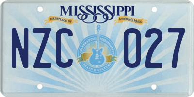 MS license plate NZC027