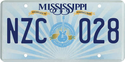 MS license plate NZC028