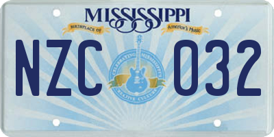 MS license plate NZC032