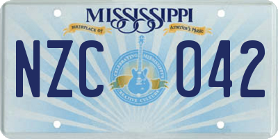 MS license plate NZC042