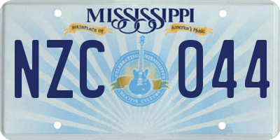 MS license plate NZC044