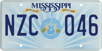 MS license plate NZC046