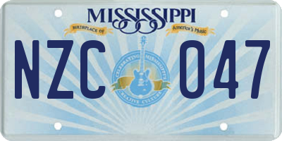 MS license plate NZC047