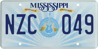 MS license plate NZC049
