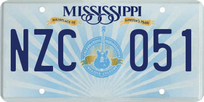 MS license plate NZC051