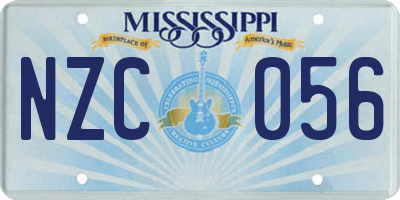 MS license plate NZC056