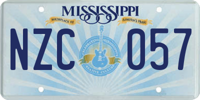 MS license plate NZC057