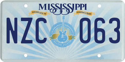 MS license plate NZC063