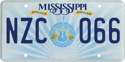 MS license plate NZC066