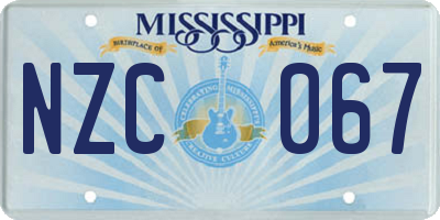 MS license plate NZC067