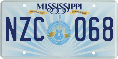 MS license plate NZC068