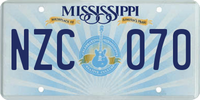 MS license plate NZC070