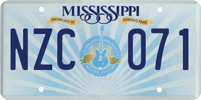 MS license plate NZC071