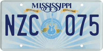 MS license plate NZC075