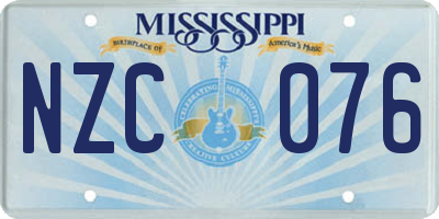 MS license plate NZC076