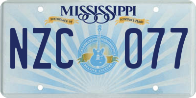 MS license plate NZC077