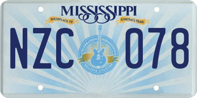 MS license plate NZC078