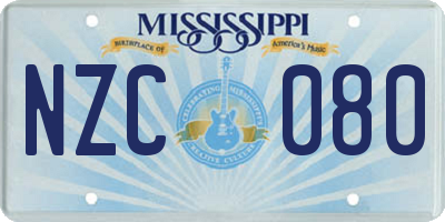 MS license plate NZC080