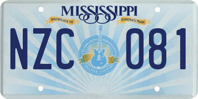 MS license plate NZC081