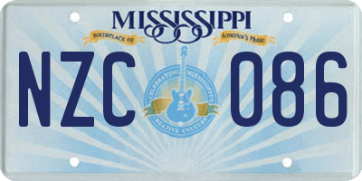 MS license plate NZC086