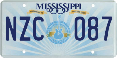 MS license plate NZC087