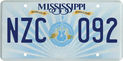 MS license plate NZC092