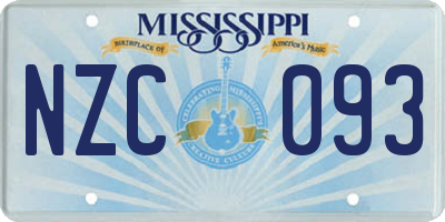 MS license plate NZC093
