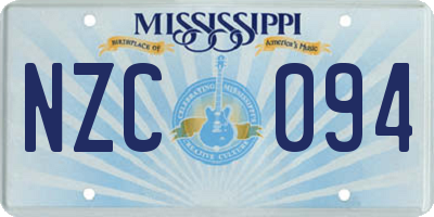 MS license plate NZC094