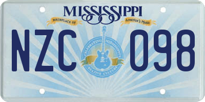 MS license plate NZC098