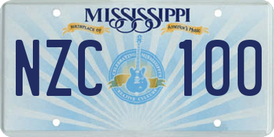 MS license plate NZC100