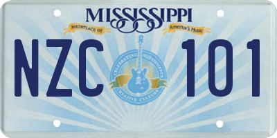 MS license plate NZC101