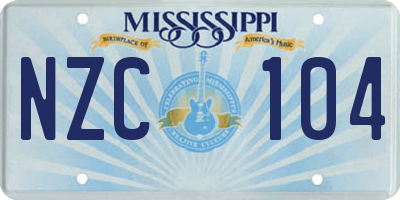 MS license plate NZC104