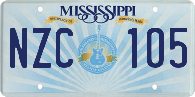MS license plate NZC105