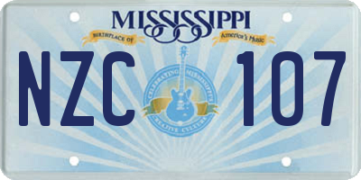 MS license plate NZC107