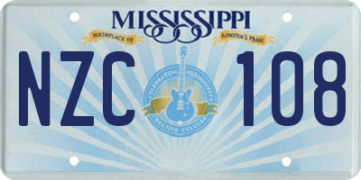 MS license plate NZC108