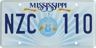 MS license plate NZC110