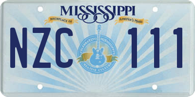 MS license plate NZC111